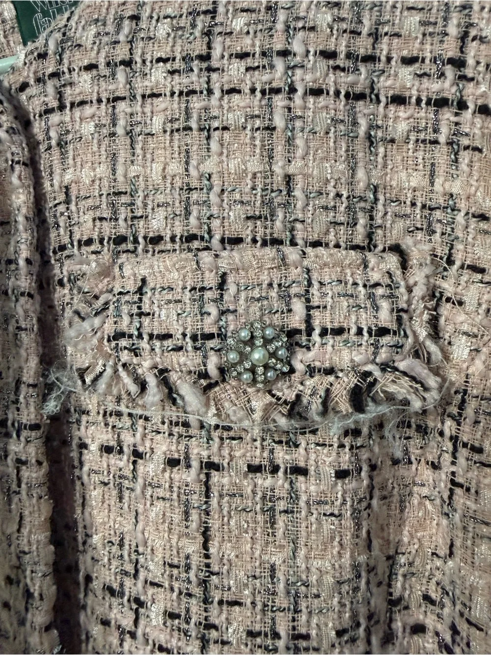 Women's Pink Tweed Crop Jacket - Picture 3 of 4